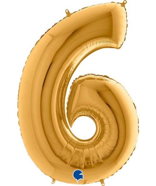 Μεγάλο μπαλόνι με τον αριθμό 6 σε χρώμα χρυσό