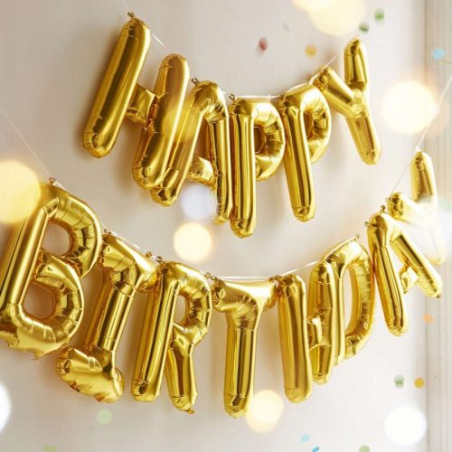 16 inch gold foil balloon happy birthday hanging banner