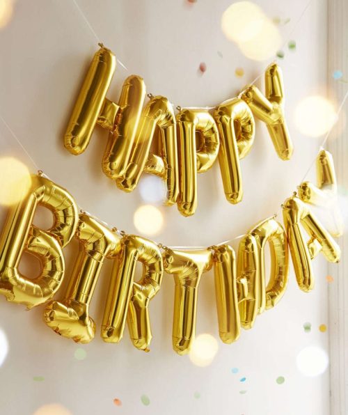 16 inch gold foil balloon happy birthday hanging banner