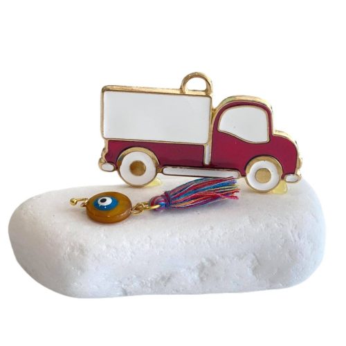 Μπομπονιέρα βότσαλο Φορτηγάκι κόκκινο