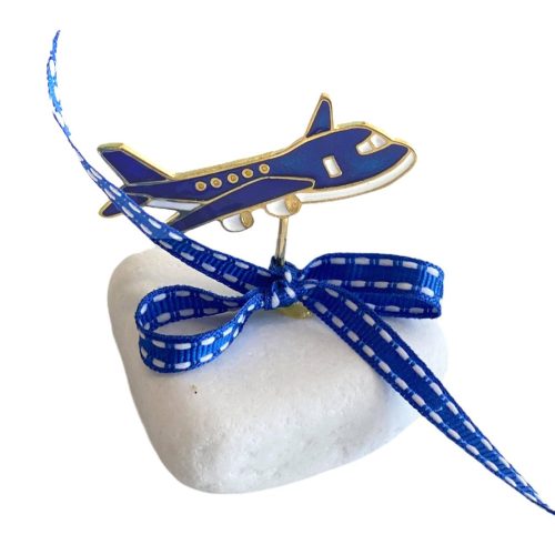 Μπομπονιέρα βότσαλο αεροπλανάκι
