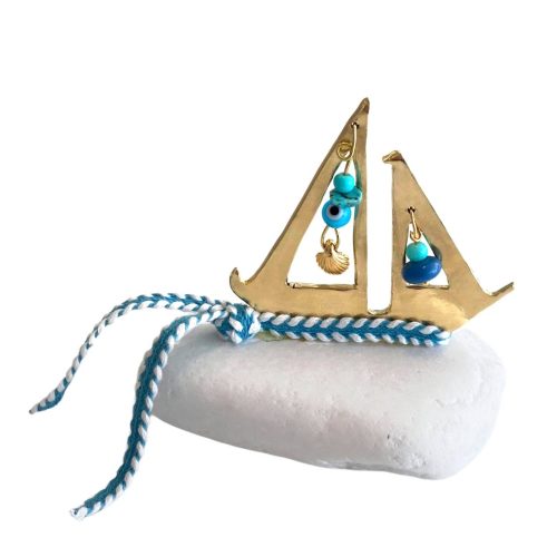 Μπομπονιέρα βότσαλο καραβάκι