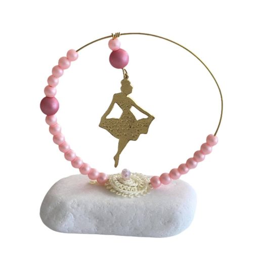 Μπομπονιέρα βότσαλο μπαλαρίνα με στεφάνι