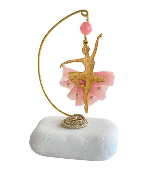 Μπομπονιέρα βότσαλο μπαλαρίνα με τούλι