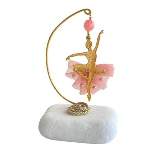 Μπομπονιέρα βότσαλο μπαλαρίνα με τούλι