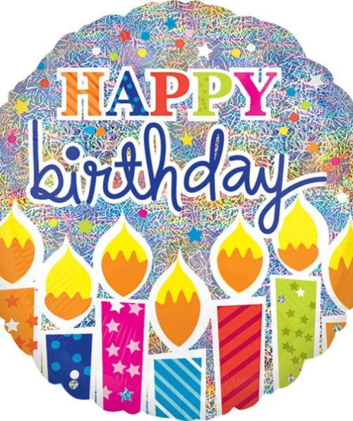 Happy Birthday Candles Holographic Foil Balloon