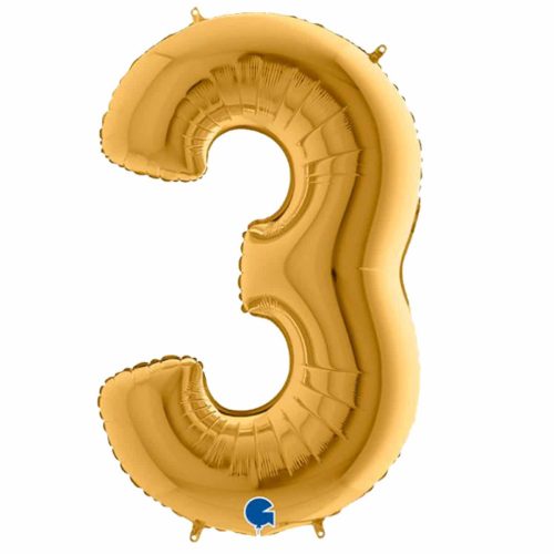 Μεγάλο μπαλόνι με τον αριθμό 3 σε χρώμα χρυσό