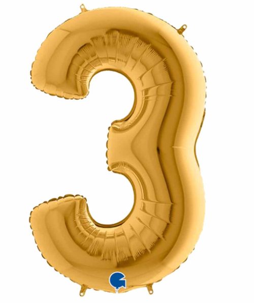 Μεγάλο μπαλόνι με τον αριθμό 3 σε χρώμα χρυσό