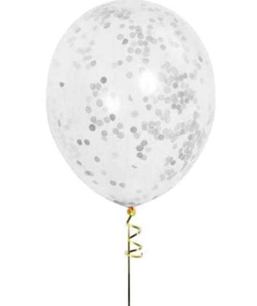 Diafano mpaloni gemismeno me Asimi konfeti