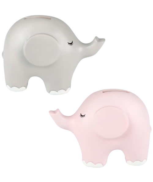 Μπομπονιέρα Βάπτισης Ελεφαντάκι ροζ & Γκρι Κουμπαράς σετ των 2