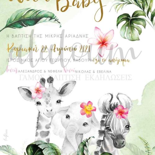 Προσκλητήριο βάπτισης wild baby girl