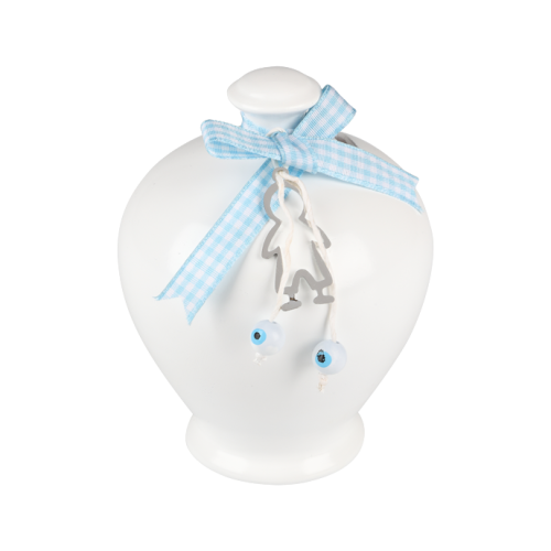 Μπομπονιέρα Κουμπαράς με Μεταλλικό Αγόρι