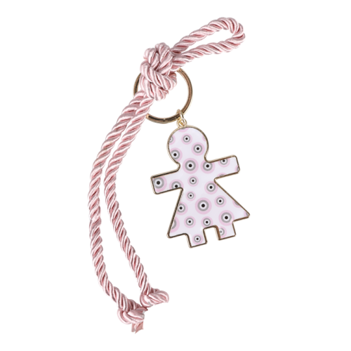 Μπομπονιέρα Βάπτισης Κορίτσακι με Ματάκια Μπρελόκ Κρεμαστό