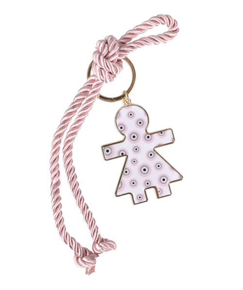 Μπομπονιέρα Βάπτισης Κορίτσακι με Ματάκια Μπρελόκ Κρεμαστό