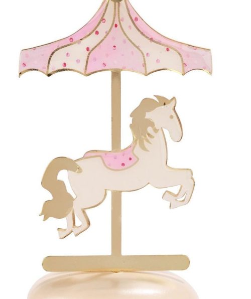 Μπομπονιέρα βάπτισης καρουζέλ Ροζ σε Βότσαλο