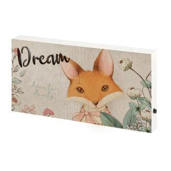 Καδράκι ξύλινο Dream Αλεπού με λουλούδια