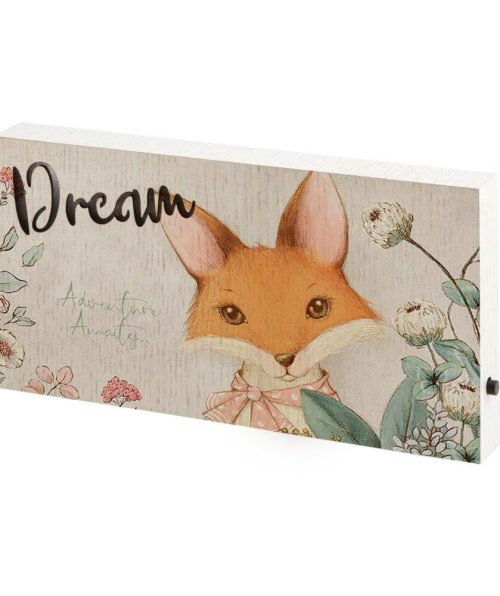 Καδράκι ξύλινο Dream Αλεπού με λουλούδια