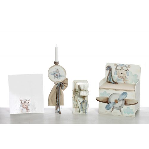 Σετ βάπτισης Αρκουδάκι έλικας αεροπλάνου