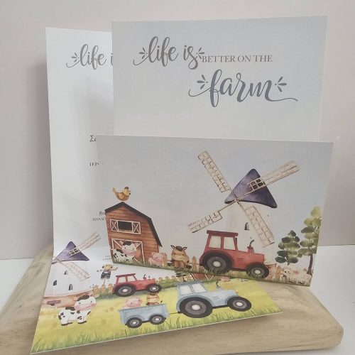 Προσκλητήριο βάπτισης με θέμα φάρμα