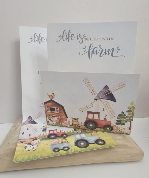 Προσκλητήριο βάπτισης με θέμα φάρμα