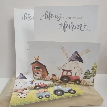 Προσκλητήριο βάπτισης με θέμα φάρμα