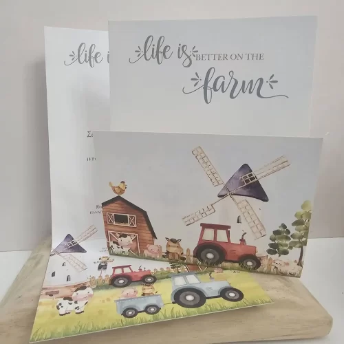 Προσκλητήριο βάπτισης με θέμα φάρμα