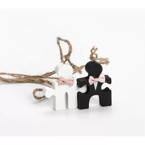 μπομπονιερα γάμου νύφη γαμπρός ξύλινο κρεμαστή μπομπονιέρα νο 15142